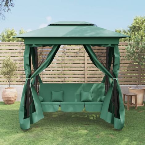 Vidaxl – Balancelle de jardin convertible 2-3 places – Acier enduit de poudre – Tissu Oxford 500D – Charge max 110kg – Dimensions 223x153x233cm