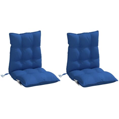 vidaXL Coussins de chaise à dossier bas lot de 2 bleu royal