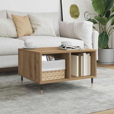 vidaXL Table basse chêne artisanal 60x50x36,5 cm bois d'ingénierie (1/5)