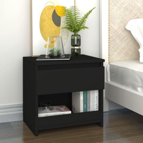 Vidaxl – Table de chevet noir 40x30x39 cm aggloméré – 1 tiroir pour rangement pratique – Facile à nettoyer avec un torchon humide