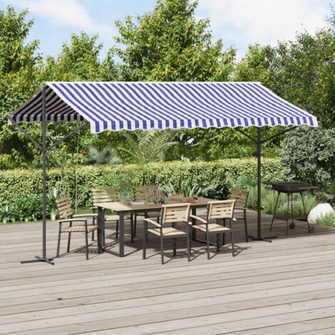 Auvent autoportant bleu et blanc 400x300 cm tissu et acier vidaXL