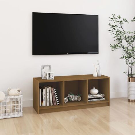 Meuble TV Marron miel 104x33x41 cm Bois de pin massif vidaXL (1/5)