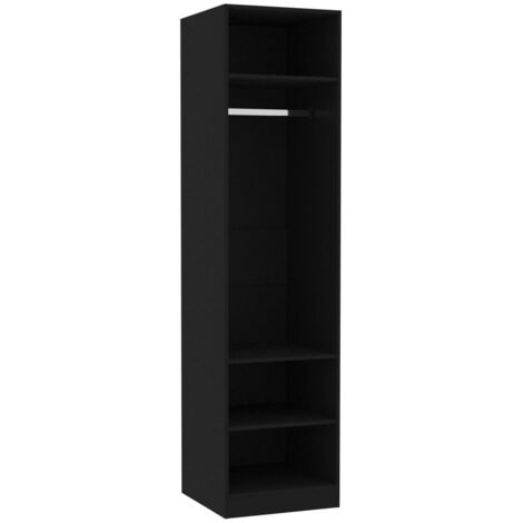 Vidaxl – Garde-robe noire 50x50x200 cm – Bois d'ingénierie durable – 3 compartiments + tringle pour vêtements longs – Solution de rangement élégante