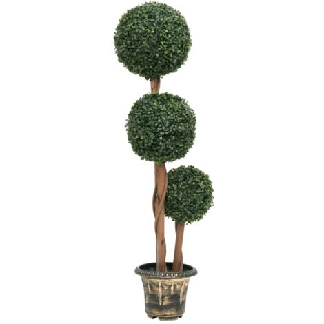 Plante de buis artificiel avec pot Forme de boule Vert 119 cm vidaXL