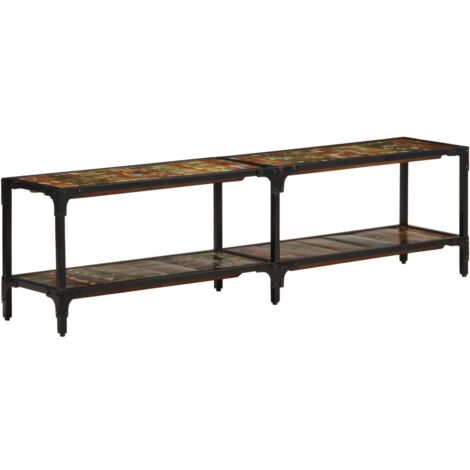 Vidaxl – Meuble TV bois massif recyclé 150x30x41 cm – Finition unique – Étagère pour rangement – Style vintage et charme authentique (1/8)
