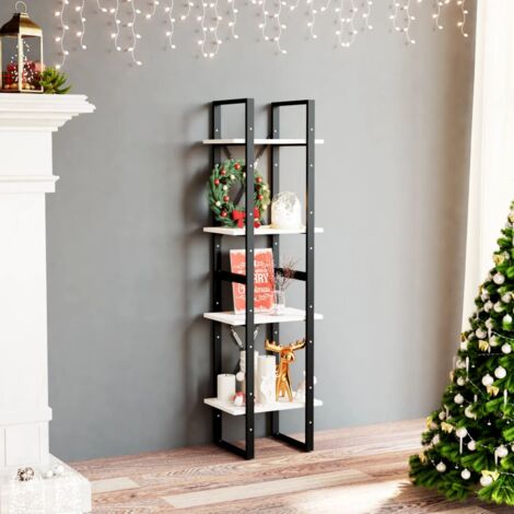vidaXL 4-Tier Book Cabinet White 40x30x140 cm Solid Wood Pine (1/5)