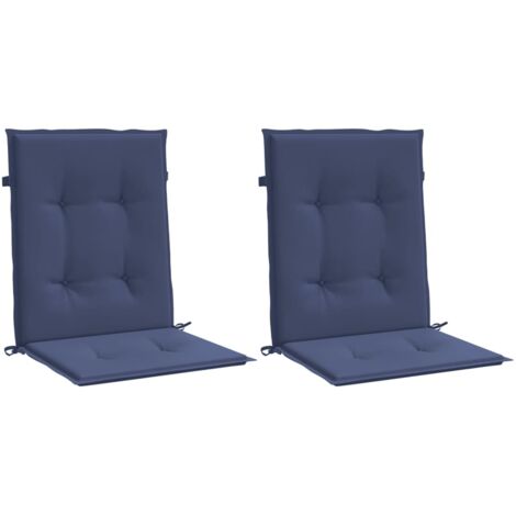 vidaXL Coussins de chaise à dossier bas lot de 2 bleu marine tissu