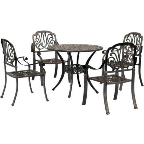 vidaXL Ensemble manger de jardin 5 pcs bronze aluminium coulé (1/5)