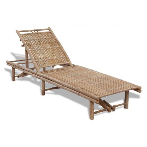 Vidaxl – Transat en bambou 200 x 65 x (30 - 87) cm – Dossier réglable 3 positions – Chaise longue pour extérieur – Housse imperméable recommandée