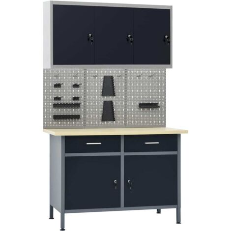 vidaXL Établi avec 3 panneaux muraux et 1 armoire (1/5)
