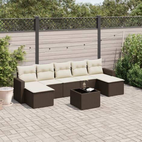 vidaXL Salon de jardin 8 pcs avec coussins marron résine tressée (1/3)