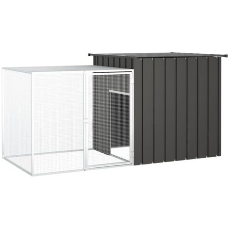Vidaxl – Clapier en acier galvanisé 200x91x100 cm – Cage grillagée pour lapins – Montage facile avec manuel inclus – Couleur anthracite (1/5)