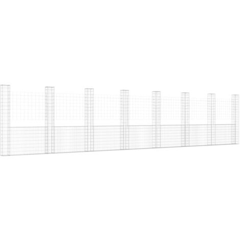 Vidaxl – Panier de gabion en forme de U 860x20x200 cm – 8 poteaux en fer résistant aux intempéries – Pour murs de soutènement en jardinage