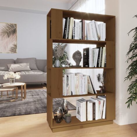 Bibliothèque/Cloison Marron miel 80x25x132 cm Bois massif vidaXL