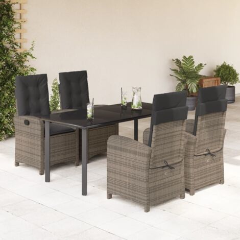 Ensemble à manger de jardin 5 pcs coussins gris résine tressée vidaXL (1/5)