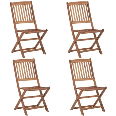 Vidaxl – Lot de 4 chaises pliables d'extérieur en bois d'acacia massif – Résistantes aux intempéries – Hauteur d'assise 45 cm – Dimensions 48,5 x 57 x 91 cm