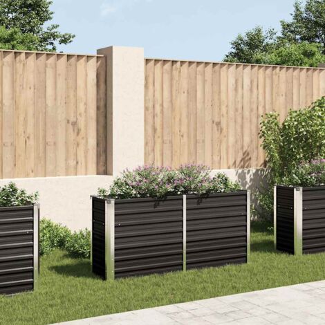 Vidaxl – Lit surélevé de jardin anthracite 160x40x77 cm – Acier galvanisé résistant aux intempéries – Fond ouvert pour plantation facile