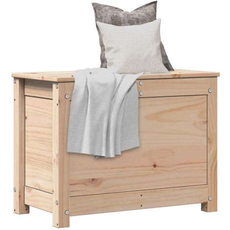 Vidaxl – Boîte de rangement en bois massif de pin 60x32x45,5 cm – Couvercle à levage hydraulique – Grand espace de rangement pour objets essentiels