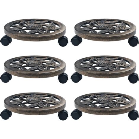 Vidaxl – Chariot à plantes 6 pcs – Roulettes pivotantes 360° – Résistant aux UV et intempéries – Plastique PP bronze 30 cm