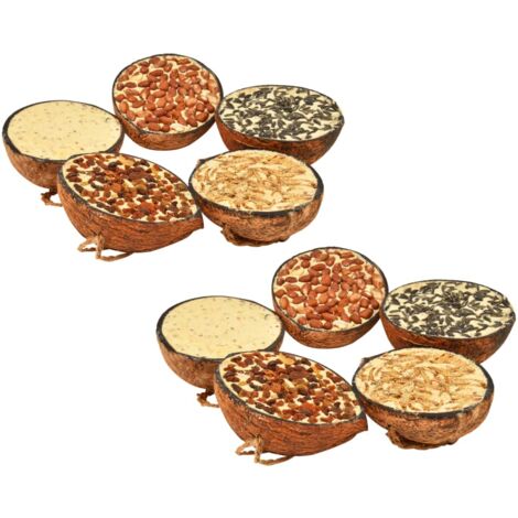 Moitiés de noix de coco de nourriture d'oiseaux 10 pcs 290 g vidaXL (1/6)