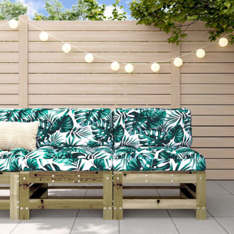 Canapés centraux avec coussins 2 pcs bois de pin imprégné vidaXL