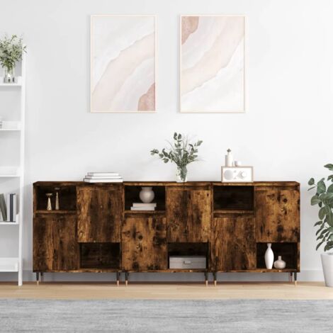 vidaXL Buffets 3 pcs Chêne fumé Bois d'ingénierie (1/5)