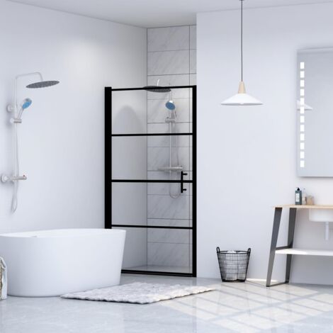 Vidaxl – Porte de douche en verre trempé 81x195 cm – Cadre noir en aluminium – Épaisseur 5 mm – Poignée en acier inoxydable – Installation facile (1/6)