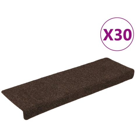 vidaXL Tapis d'escalier autocollant 30 pcs marron 65x21x4 cm