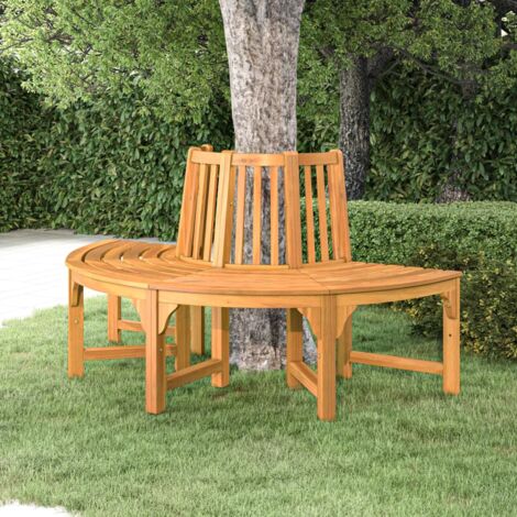 Vidaxl – Banc demi-circulaire tour d'arbre Ø160cm en bois d'eucalyptus massif – Conception enveloppante – Capacité 110kg par siège – Dimensions 160x80x92cm