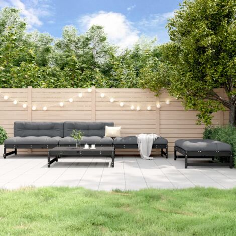 vidaXL Salon de jardin 5 pcs noir bois massif de pin (1/5)
