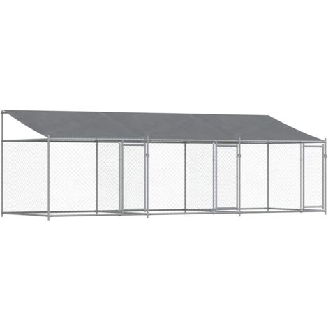 Vidaxl – Cage pour chien 6x2x2m – Acier galvanisé gris – Toit en tissu résistant à l'eau – Portes verrouillables pour sécurité