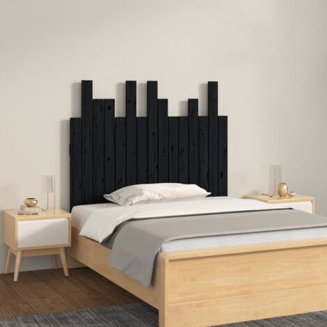 Tête de lit murale Noir 95,5x3x80 cm Bois massif de pin vidaXL