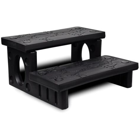 Vidaxl – Escalier de piscine noir – Marches réversibles antidérapantes – Plastique solide – Dimensions 70 x 65 x 34 cm