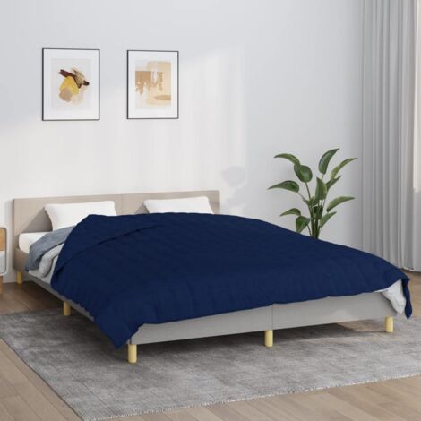 Vidaxl – Couverture lestée bleue 220x240 cm 11 kg – Tissu 100 % coton – Garnissage en polyester et perles de verre hypoallergéniques