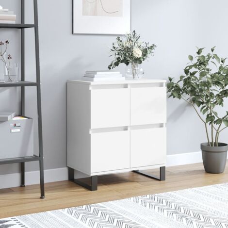 Vidaxl – Buffet blanc en bois d'ingénierie 60x35x70 cm – Résistant à l'humidité – Grand espace de rangement – Pieds en fer pour stabilité (1/6)