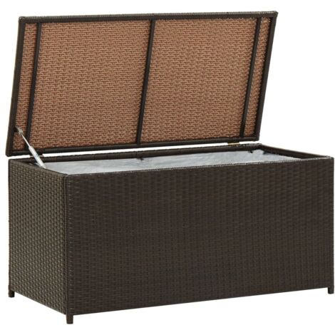 Vidaxl – Coffre de jardin en résine tressée – 100x50x50 cm – Résistant aux intempéries – Cadre en acier antirouille – Grand espace de rangement