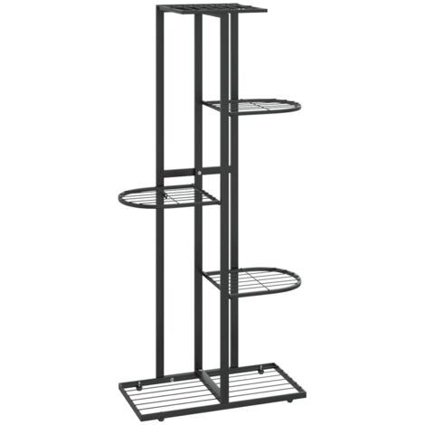 vidaXL 5-Floor Flower Stand 43x22x98 cm Black Metal