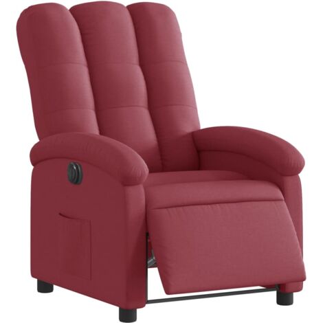 vidaXL Fauteuil inclinable électrique Rouge bordeaux Tissu