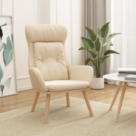 Chaise de relaxation Crème Tissu vidaXL (1/6)