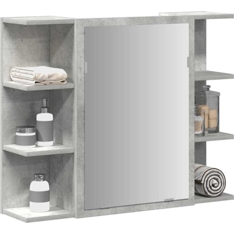 vidaXL Armoire à miroir de bain Gris béton 80x20,5x64 cm Aggloméré