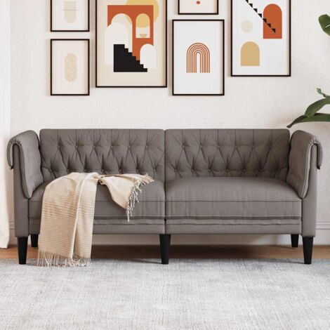 vidaXL Canapé Chesterfield 2 places taupe tissu (1/5)