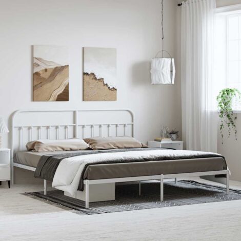 Cadre de lit métal sans matelas et tête de lit blanc 183x213 cm vidaXL (1/5)