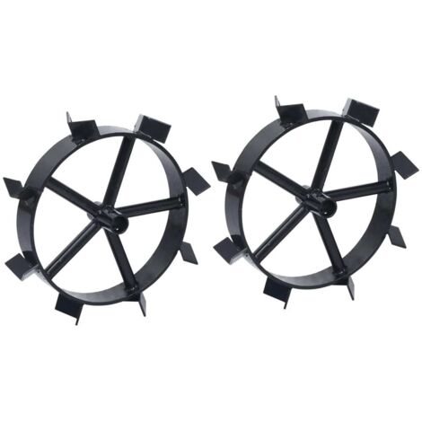 Vidaxl – Roues métalliques pour cultivateur à essence 6,5 ch – Lot de 2 – Diamètre 34 cm – Haute résistance pour terrains humides