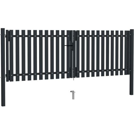 vidaXL Portail de clôture à double porte Acier 306x125 cm Anthracite