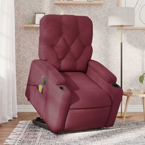 Fauteuil inclinable de massage électrique Rouge bordeaux Tissu vidaXL