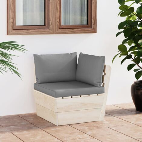 Canapé d'angle palette de jardin avec coussins Épicéa imprégné vidaXL