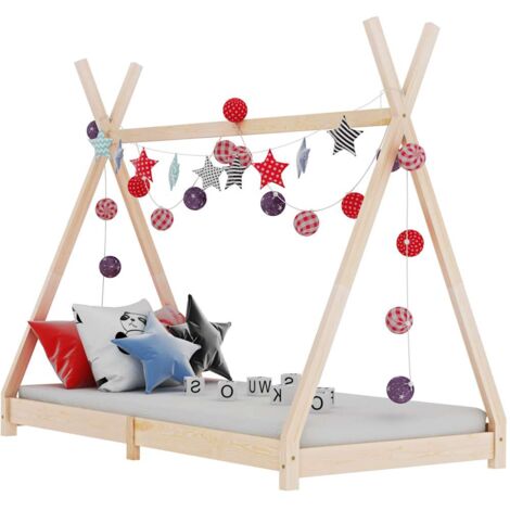 Vidaxl – Lit cabane enfant en bois de pin massif 70x140 cm – Dimensions totales 148x76x136 cm – Lattes en contreplaqué pour confort