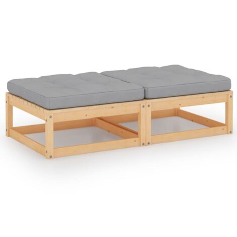 vidaXL Garden Footstools with Cushions 2 pcs Solid Pinewood (805740) (1/5)