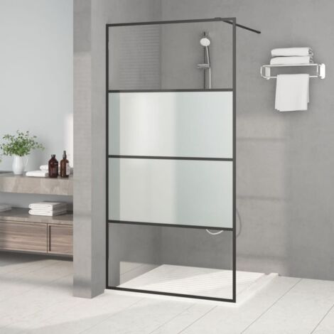 Paroi de douche Noir 100x195 cm Verre ESG demi-dépoli vidaXL (1/6)