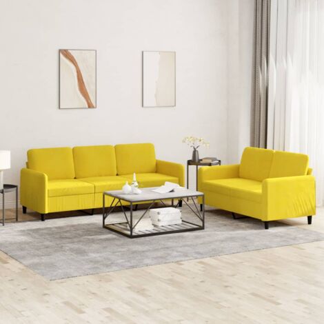 vidaXL Ensemble de canapés 2 pcs jaune velours (1/5)